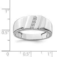 Sterling Silver Rhodium Plated Diamond Men's Ring view 4