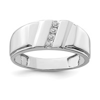 Sterling Silver Rhodium Plated Diamond Men's Ring view 1