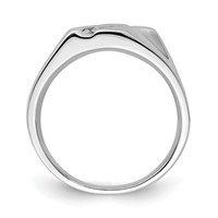 Sterling Silver Rhodium Plated Diamond Men's Ring view 2