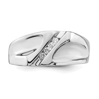 Sterling Silver Rhodium Plated Diamond Men's Ring view 5