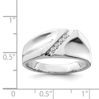 Sterling Silver Rhodium Plated Diamond Men's Ring view 4