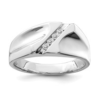 Sterling Silver Rhodium Plated Diamond Men's Ring view 1