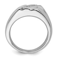Sterling Silver Rhodium Plated Diamond Men's Ring view 2