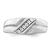 Sterling Silver Rhodium Plated Diamond Men's Ring view 5