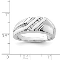 Sterling Silver Rhodium Plated Diamond Men's Ring view 4