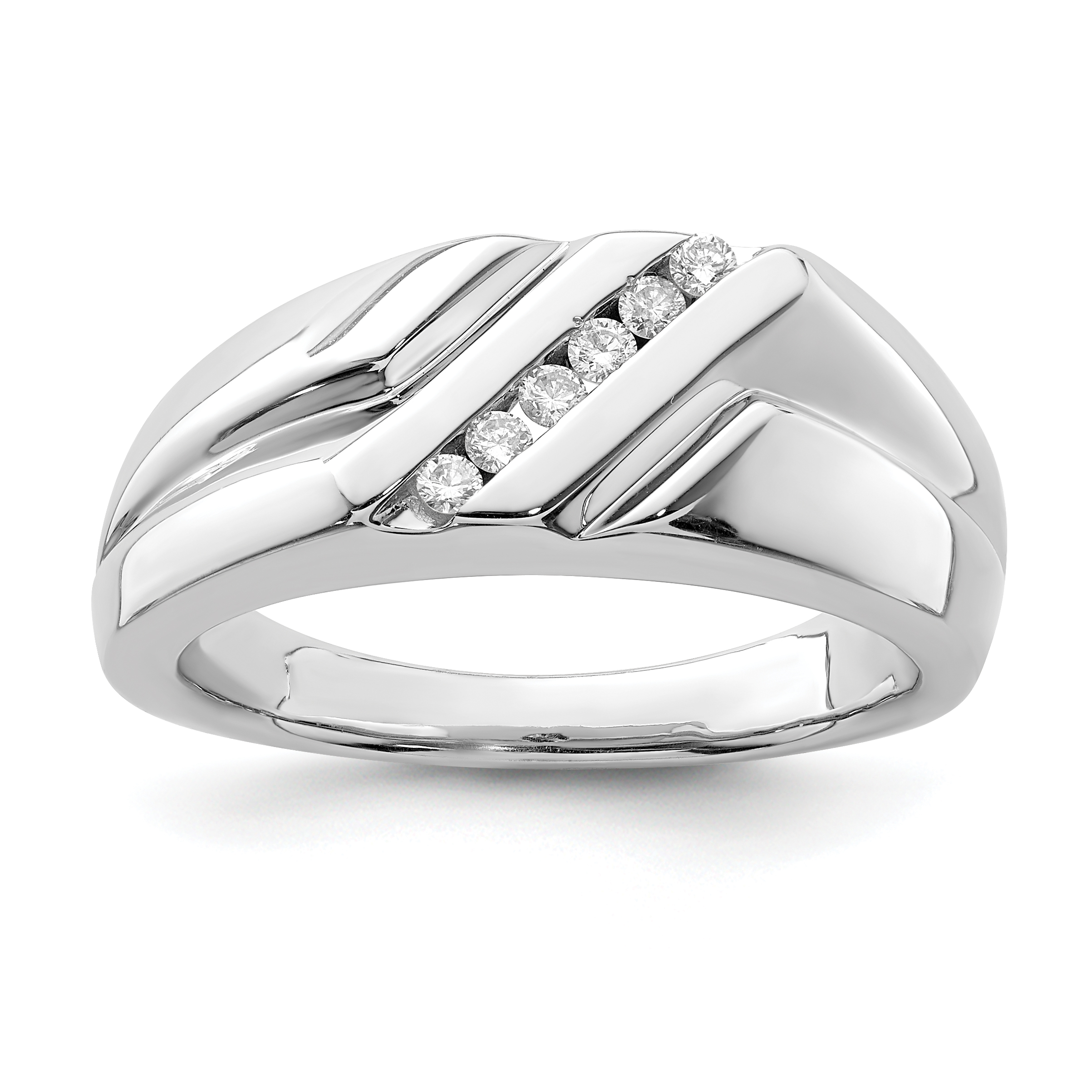 Sterling Silver Rhodium Plated Diamond Men's Ring (QR5011-9)