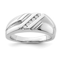 Sterling Silver Rhodium Plated Diamond Men's Ring view 1