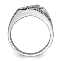 Sterling Silver Rhodium Plated Diamond Men's Ring view 2