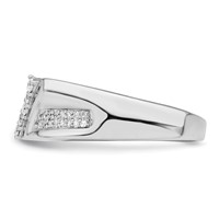 Sterling Silver Rhodium Plated Diamond Men's Ring view 3