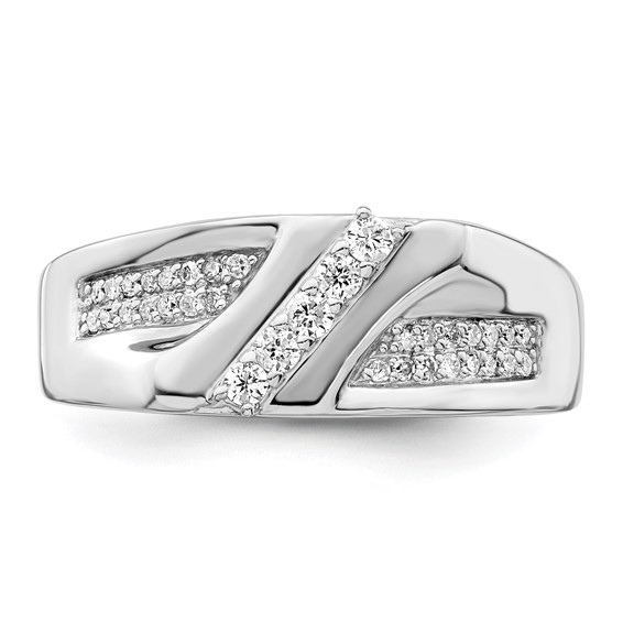 Sterling Silver Rhodium Plated Diamond Men's Ring