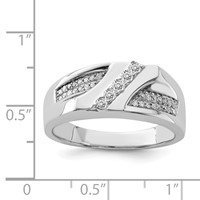 Sterling Silver Rhodium Plated Diamond Men's Ring view 4