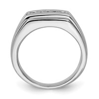 Sterling Silver Rhodium Plated Diamond Men's Ring view 2
