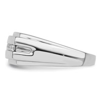 Sterling Silver Rhodium Plated Diamond Men's Ring view 3