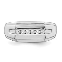 Sterling Silver Rhodium Plated Diamond Men's Ring view 5