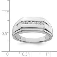 Sterling Silver Rhodium Plated Diamond Men's Ring view 4