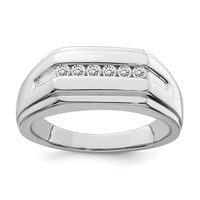 Sterling Silver Rhodium Plated Diamond Men's Ring view 1