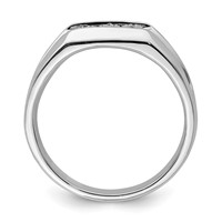Sterling Silver Rhodium Plated Diamond Men's Ring view 2