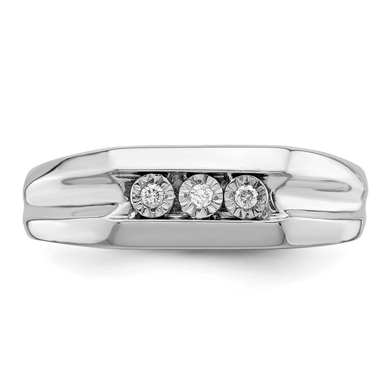 Sterling Silver Rhodium Plated Diamond Men's Ring