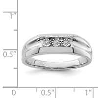 Sterling Silver Rhodium Plated Diamond Men's Ring view 4