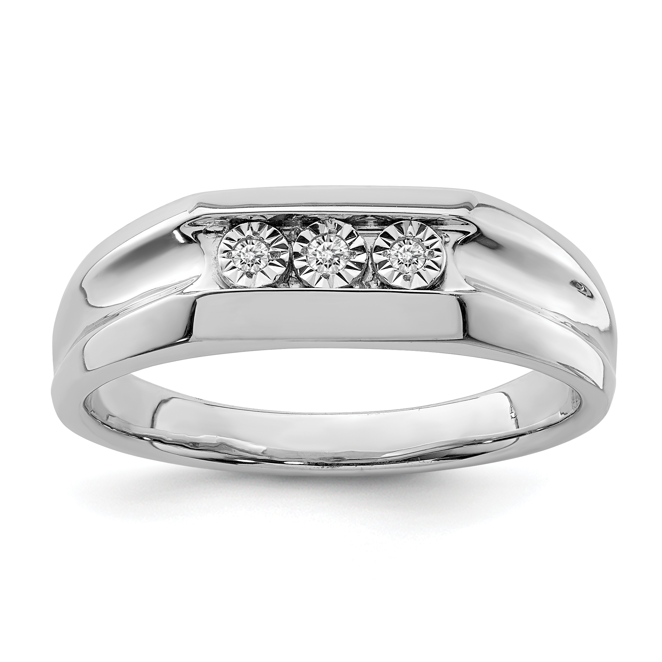 Sterling Silver Rhodium Plated Diamond Men's Ring (QR5050-10)