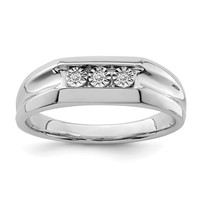 Sterling Silver Rhodium Plated Diamond Men's Ring view 1
