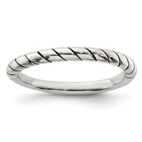 Sterling Silver Stackable Twist Ring view 1