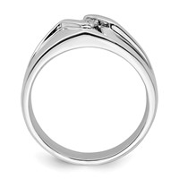 Sterling Silver Rhodium Plated Diamond Men's Ring view 2