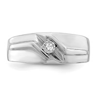 Sterling Silver Rhodium Plated Diamond Men's Ring view 5