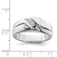 Sterling Silver Rhodium Plated Diamond Men's Ring view 4