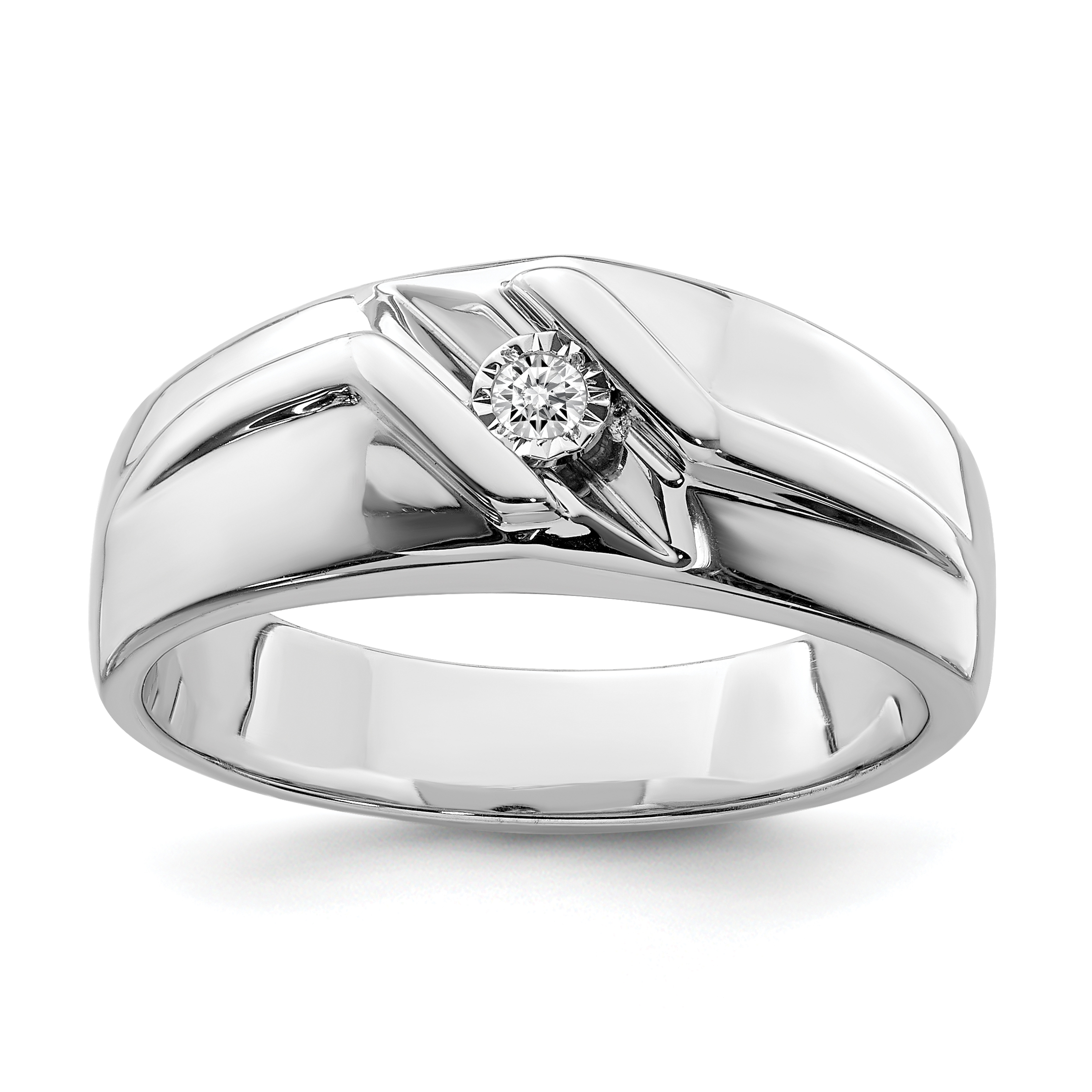 Sterling Silver Rhodium Plated Diamond Men's Ring (QR5079-9)