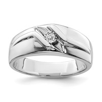 Sterling Silver Rhodium Plated Diamond Men's Ring view 1