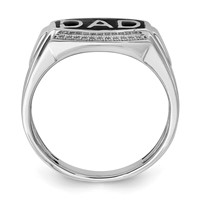 Sterling Silver Rhodium Plated Diamond Men's Dad Ring view 2