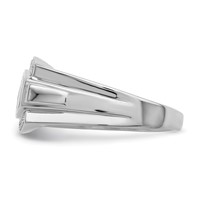 Sterling Silver Rhodium Plated Diamond Men's Dad Ring view 3