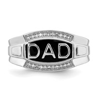 Sterling Silver Rhodium Plated Diamond Men's Dad Ring view 5
