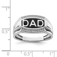 Sterling Silver Rhodium Plated Diamond Men's Dad Ring view 4