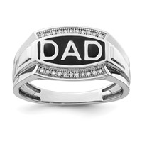 Sterling Silver Rhodium Plated Diamond Men's Dad Ring view 1