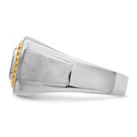 Sterling Silver Rhodium-plated Ring with 10K Yellow Gold Mens Diamond view 3