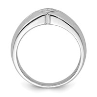 Sterling Silver Rhodium Plated Diam. Men's Ring view 2