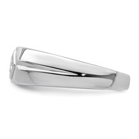 Sterling Silver Rhodium Plated Diam. Men's Ring view 4
