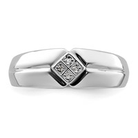 Sterling Silver Rhodium Plated Diam. Men's Ring view 5