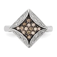 Sterling Silver Champagne Diamond & Diamond Shape Ring view 4