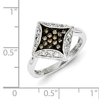 Sterling Silver Champagne Diamond & Diamond Shape Ring view 5