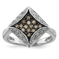 Sterling Silver Champagne Diamond & Diamond Shape Ring view 1