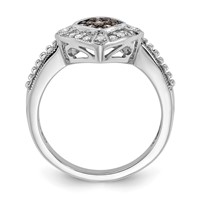 Sterling Silver Champagne & Clear Diamond & Small Diamond Shape Ring view 2