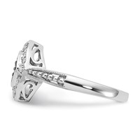 Sterling Silver Champagne & Clear Diamond & Small Diamond Shape Ring view 3