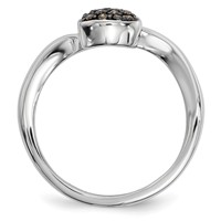 Sterling Silver Champagne Diamond Small Heart Ring view 2