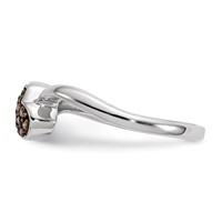 Sterling Silver Champagne Diamond Small Heart Ring view 3