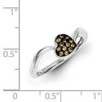 Sterling Silver Champagne Diamond Small Heart Ring view 5