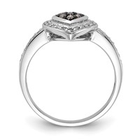Sterling Silver Polished Champagne & Clear Diamond Heart Ring view 2