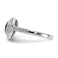 Sterling Silver Polished Champagne & Clear Diamond Heart Ring view 3